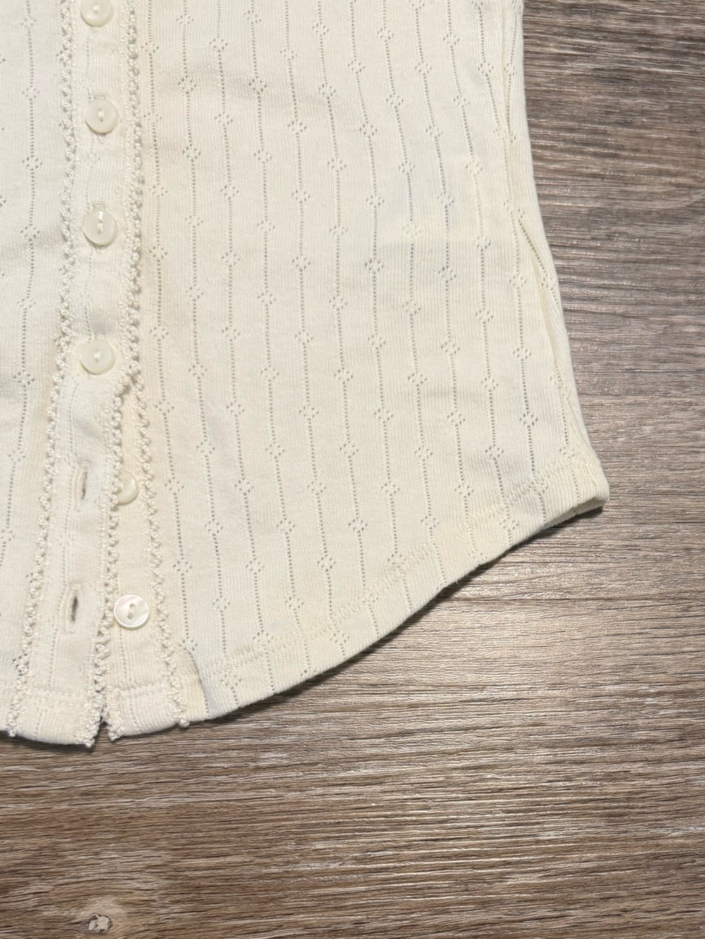 American Eagle Outfitters Cream Ribbed Button-Front Tank - Picture 2 of 3